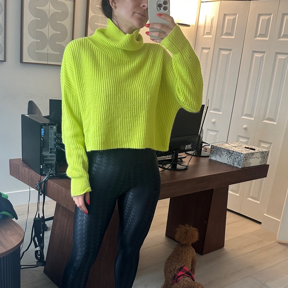 Superdown Lime Green Turtleneck Sweater
